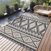 Homaxy Tappeto per esterni, resistente alle intemperie, in plastica, pieghevole, lavabile, ai raggi UV, reversibile, per terrazza, campeggio, picnic, 120 x 180 cm, nero e beige)