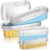 pzihao 20 Pz Forme in Alluminio con Coperchio, Mini Teglie Per Pane, Forme Rettangolari Per Cottura di Pane, Torte, Cupcake, Muffin, Picnic, Cheesecake, Dessert