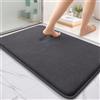 Homaxy Tappetino da bagno in memory foam, morbido, antiscivolo, lavabile, spesso, assorbente, tappetino per doccia, per il bagno, 60x90 cm, colore: grigio scuro