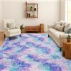 SOANNY Tappeto Soggiorno a Pelo Lungo, Lavabile, Antiscivolo e Morbido, Tie-Dye Shaggy per Camera da Letto e Bambini, Scendiletto, 160x230 cm, Turchese Lilla