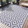 Homaxy Tappeto per esterni, resistente alle intemperie, in plastica, resistente ai raggi UV, reversibile, lavabile, per balcone, giardino, terrazza, campeggio, picnic, 150 x 240 cm, grigio e bianco)