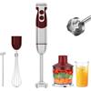 MEGAWISE Set di frullatori a immersione MegaWise 5-in-1 con velocità variabile, 400W, acciaio inossidabile - Include Chopper, frusta, frullatore e bicchiere - Ideale per zuppe, frullati, pappe e altro ancora (