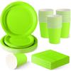 ZblPyro Set Stoviglie per Feste Giallo-Verde (30 Ospiti), con Piatti carta Rotondi 23cm e 18cm, Bicchieri di carta, Tovaglioli, Per Feste Pasqua e Bambini
