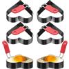 QUARKZMAN 6Pcs Anelli Per Uova A Forma Di Cuore Anello Per Cottura Pancake | Acciaio Inossidabile, Antiaderente, Con Manico In Silicone, Per Piastra Uova Sandwich Omelette Colazione
