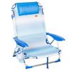 AKTIVE Sedia da spiaggia pieghevole, 4 posizioni, Strisce blu, 51x45x76 cm, Include cuscino imbottito, Tasca laterale, Maniglie, Supporta 110 kg, Freni antiribaltamento