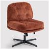 MEUBLE COSY Poltrona Imbottita Girevole Sedia da Salotto Funzione di Inclinazione Libera per Camera Ufficio Poltroncina Relax con Seduta Spessa Schienale in Velluto a Coste Rosso