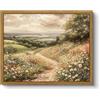 ARPEOTCY Tela artistica da parete con cornice vintage, paesaggio con campo di fiori selvatici, decorazione per soggiorno, bagno, camera da letto (20 x 25 cm)
