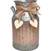 PHILPETY Vaso in metallo con finitura zincata a forma di cuore, stile shabby chic, stile classico, stile rustico, porta fiori decorativi primitivi, altezza 22,4 cm