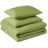 Amazon Basics Set Copripiumino Una Piazza e Mezza in Microfibra Prelavata,Extra Morbido con Effetto Naturale Arricciato,Non Necessita Stiratura, Copripiumino da 200x200 cm e 2 Federe da 50x80 cm,Verde