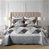 Travan 3-Piece Queen Quilt Set Quilted Bedspread Oversized Microfiber Lightweight Coverlet Set with Shams Reversible Printed Coverlet Bedding Set for All Season, Slate Blue, Queen Size