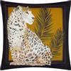 Paoletti Fodera per cuscino da esterno con stampa gatto Leopardis - Nero/Oro - 50x50 cm