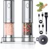 Variglas Macinasale e pepe elettrico, set da 2 pezzi, con USB, ricaricabile, grande capacità, migliorata capacità elettrica, grossolana regolabile, luce LED (01S)