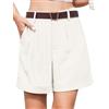 YGJIEGENG Pantaloncini da Donna Eleganti e Casual a Gamba Larga Pantaloni Corti da Lavoro Loose Shorts Vita Alta con Tasche Laterali Khaki XXL