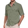 heekpek Camicia Uomo Manica Lunga Estive UPF 50 Maglietta Anti UV Traspirante Funzionale Camicie per Safari Trekking Pesca, Verde Militare, XL
