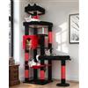 Globlazer S65 Tiragraffi Gotico Stabil per 2-4 Grand Gatti Maine Coon 165cm | Albero Torre con 2 Grandi Imbottiti Piattaforma, Extralarge Amaca, Grotte, Robusto e Sicuro con Supporto per Grande Gattos