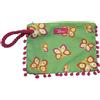 Thun Pochette verde con motivo a farfalle e finiture fucsia, 1 pochette