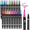 Thboxes 24 Colori Set Pennarelli Doppia Punta, Pennarelli Punta Fine e Brush Pen Lettering, Pennarello a Base d'acqua per Bambini Adulti Pittura Disegno Schizzi Journaling Calligrafia DIY