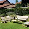 GREENWOOD Salotto da giardino in legno SET DRESDA con divano 3 posti in legno acacia color teck SET 146