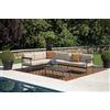 GREENWOOD Salotto da giardino angolare SET TORVAIANICA in alluminio VERDE da 2 divani e 1 tavolino con piano a doghe