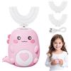 LIAVOP Spazzolino Elettrico Per Bambini A 360º, On 2 Testine In Silicone A Forma Di U, Luce Effetto Dinosauro, Per Bambini E Bambine Dai 2 Ai 8 Anni (Rosa)