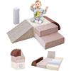 BanaSuper Blocchi di Schiuma Arrampicata per Bambini, Set 5 Pezzi Pieghevole Convertibile Tappetino Gioco, Palestra Morbida Interni per Casa & Asilo, Stimola Motricità e creatività, Blu