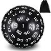 Sumind Dadi Poliedrici Singoli da 100 Lati D100 Dadi di Gioco Colore Nero con Numeri Bianchi Cubo da 100 Lati con Custodia Nera, 45 mm