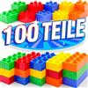 WYSWYG Grande set di mattoncini da costruzione con 100 mattoncini in 5 colori, compatibile - Ideale per bambini da 1 2 3 4 5 anni, codice standard, multicolore