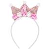 HUATEEN Corona di Compleanno per Bambine,4 anni Fascia Tiara Corona da Principessa Cerchietto Bambina con Fiore Rosa Copricapo Decorazioni di Compleanno Accessorio per Capelli per Ragazze