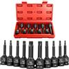 AFEPHE Set di 10 chiavi a bussola Torx, 1/2, 1/2, con punta Torx e dadi T20, T25, T27, T30, T35, T40, T45, T50, T55, T60 per set di cacciaviti