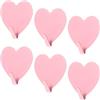 Teaaha Set di 6 ganci adesivi a forma di cuore, in acciaio inox, rosa, per porta, corridoio, bagno, cucina, ufficio, ganci decorativi (rosa)