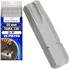 MONTERAL 25 Pezzi Inserti per Avvitatore Professionali T30 x 25 mm - Torx Set con Gambo Esagonale 1/4 - Set Punte Avvitatore Realizzato in Acciaio Legato S2 - MONTERAL