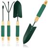com-four® Set 4 attrezzi da giardinaggio con paletta trapianto, paletta manuale, rastrello per fiori e estirpatore erbacce, kit per cura piante e orto (04-teiliges Gartenset)