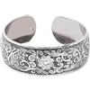 Marea Brava Bracciale da donna intagliato floreale vintage - Bracciale aperto regolabile in lega argento boemo etnico, design a spirale retrò, gioielli moda 25 g