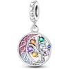 Hapour Ciondoli Piante Luna Albero della Vita per Braccialetti Collane Argento Sterling con Pietre CZ Colorate, Pendenti Perline Gioielli con Ciondoli Fai da Te Regali per Donna e Lei