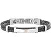 Breil, Collezione 9K Loop, Doppio Bracciale Donna in Acciaio Con Elementi in Oro 9K, Chiusura A Gioielleria, Lunghezza Regolabile fino a 17,5 cm