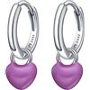 MARLION JEWELS Orecchini cerchio da donna in argento 925 di cuori colorati. Set Orecchini da donna cerchio con finitura in argento sterling o oro 18 carati ideali per regalo... Gioielli donna (Viola, Argento)