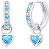 Bewenda Orecchini a cerchio in argento per donne e ragazze, orecchini a cerchio in argento Sterling 925 con ciondolo a forma di cuore, ipoallergenici, orecchini a cerchio eleganti con zirconia cubica