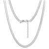 Amberta Collana Serpente Piatta da Donna In Argento Sterling 925: 3 mm 41 cm