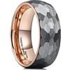 King Will Fedi nuziali da uomo in tungsteno, 6 mm, 8 mm, placcate in argento, blu e nero, con texture martellata, idea regalo per lui, vestibilità comoda, collezione artigianale, O 1/2(55.7mm