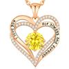CDE Collana Donna Cuore Regalo Gioielli Donna Pendente Argento 925 Placcata Oro con Pietra di Nascita per Festa Della Mamma Compleanno San Valentino per Lei Mamma Fidanzata Moglie con 5A Cubic Zirconie