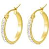 Yumay, orecchini a cerchio in oro 9 kt, con cristalli bianchi, 20 mm, rotondi, per ragazze.