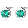HeyMeili Orecchini a Bottone Smeraldo in Argento 925 per Donna e Ragazza, Delicati Orecchini Semplici Regali