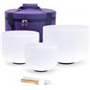 Hye-eun Set di 3 campane tibetane in cristallo di quarzo per la guarigione del suono, con custodia per il trasporto, 8 A 10 E 12 D Crystal Singing Bowl