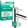 hansgrohe Zesis S - Rubinetto per lavabo senza scarico, risparmio energetico (CoolStart), Miscelatore lavabo risparmio idrico (EcoSmart+) con altezza bocca 104 mm, cromo, 74721000
