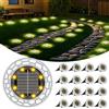 FIFlying 16 pezzi Luci Solari da Giardino, 8 LED Lampade Solare da Terra, Acciaio Inossidabile Bianco Caldo Faretti Sepolta Solari a Led da Esterno, per Prato, Vialetto, Marciapiede, Patio