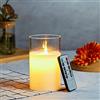 Lonkenn Candele LED, Flickering Flameless Candele, Candele a Batteria with Glass con Telecomando a 10 Tasti, Realizzato in Vera Paraffina,con Funzione Timer 24 Ore per Decorazione, Festa, Vacanze-15cm Bianco