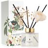 Airkeep Profumatore per Ambienti 150ml, Clean Aldehydes Musk Reed Diffuser Set, Rose Diffusore Profumo Ambiente, Diffusore di Fragranze per Bagno, Appartamento, Decorazione Della Casa