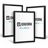 QWORK® Set di 3 cornici nere 40x60 cm in MDF e vetro acrilico, nere, per decorazione da tavolo e da parete