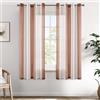 EMEMA Tende a righe trasparenti con occhielli Tende in voile Soggiorno moderno Set di 2 tende Camera da letto Trasparente con motivo Tenda a righe semitrasparente 140 x 145cm Bianche e Marrone