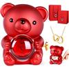goldmiky Rosa Eterna Confezione Regalo,Confezione Regalo con Orsetto Rosa Eterna,Orsetto di Stabilizzata Vera Regalo,Orso Eterna Collana a Cuore San Valentino per Lei,Regali Natale,Compleanno,Festa Mamma